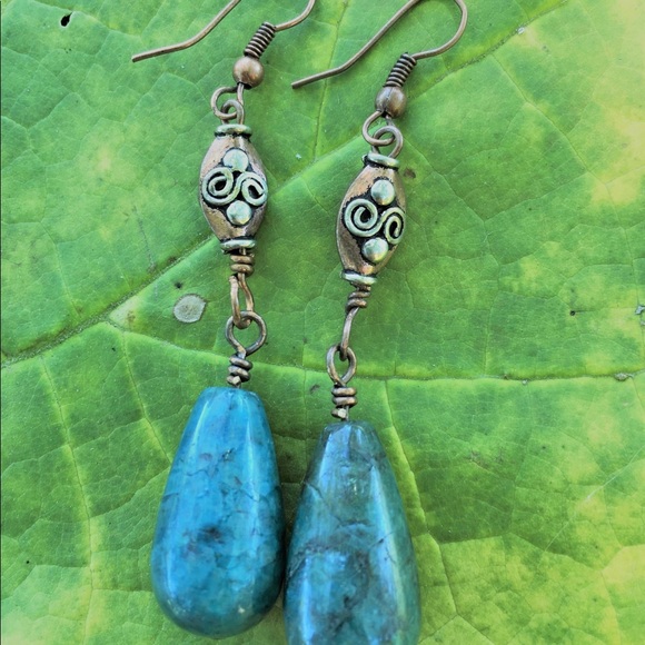 Handmade Chrysocola earrings - Picture 3 of 4